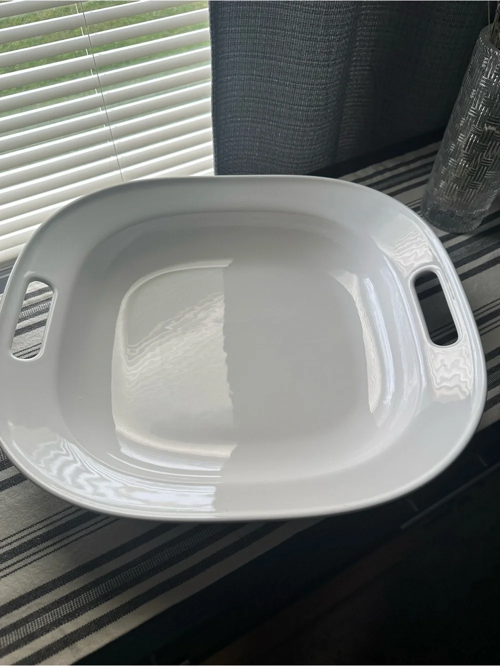 White Ceramic Serving Bowl with Handles - Home Dining